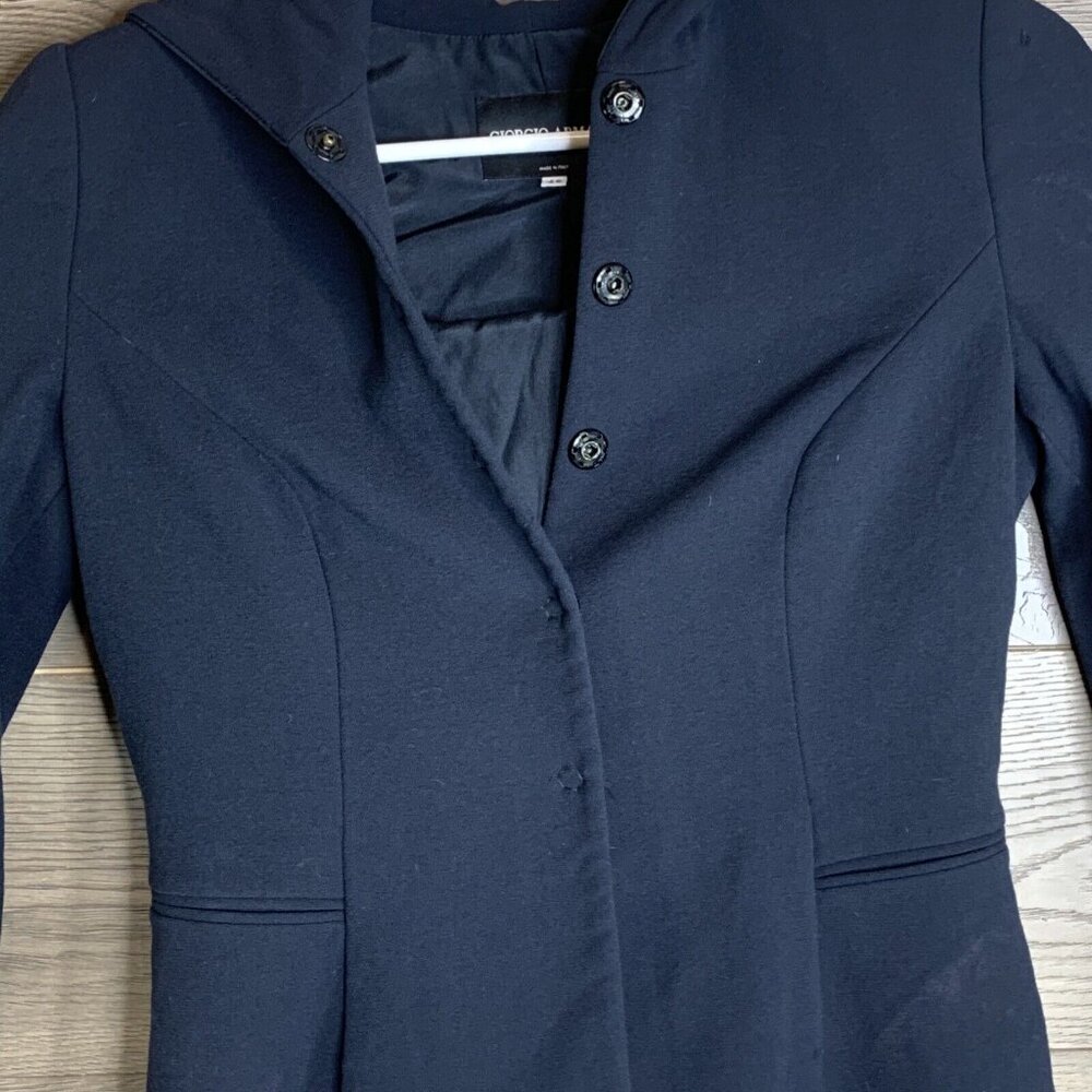 Giorgio Armani Borgo 21 Black Jacket Sz 46 w/Hood 6 Snap Closure 8 Panel - Picture 6 of 13